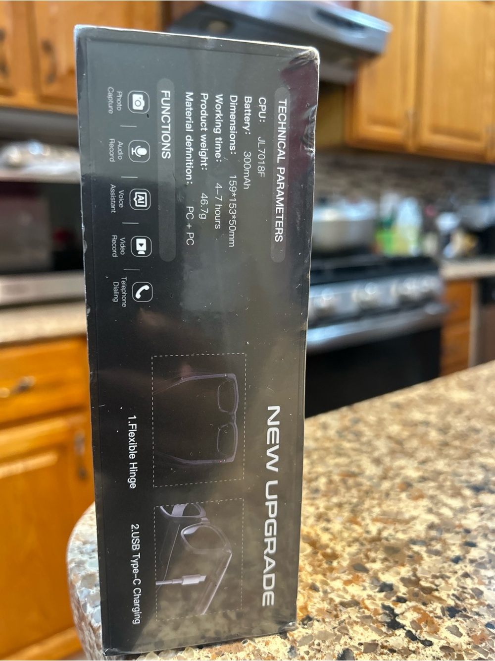 Black Wireless Smart Glasses with Charging Case